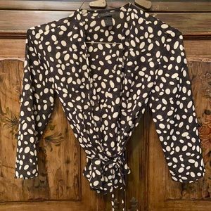 Limited Black Polka Dot Wrap Around Blouse